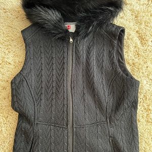 Womens Spyder cable vest with faux fur